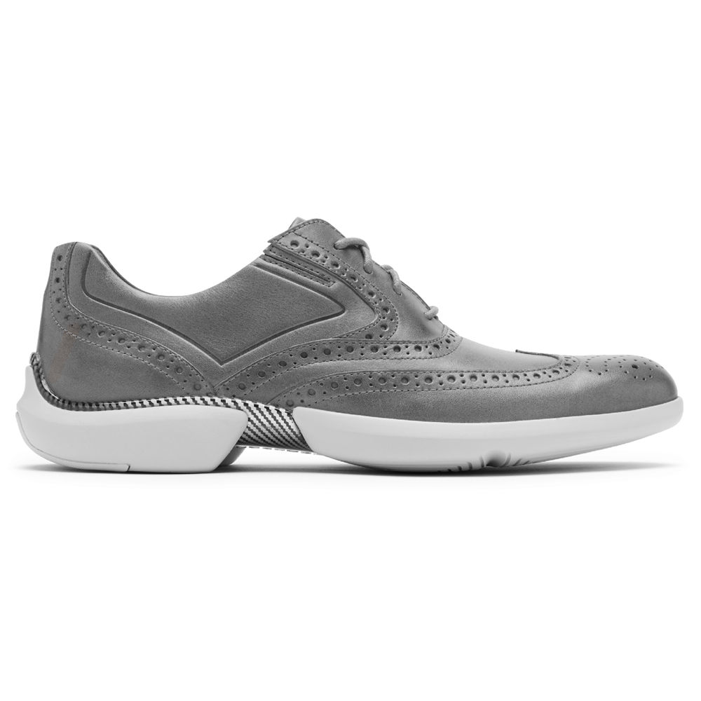 Zapatos Con Cordones Rockport Hombre Mexico - Total Motion Advance Wingtip Grises - JCBOG3259